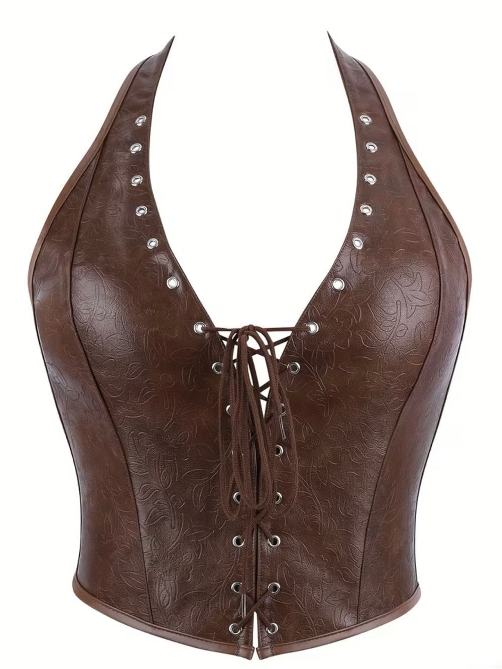 Women’s sexy western leather corset halter top
